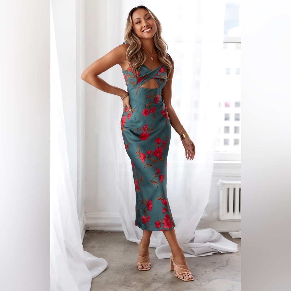 HELLO MOLLY FOOL ME ONCE MIDI DRESS TEAL